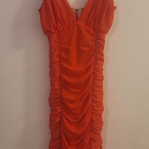 Elegant Red Ruched Dress